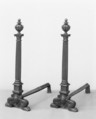 Pair of andirons, Pere Jean-Antoine Ducerceau  French, Bronze, French