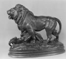 Lion with Antelope, Antoine-Louis Barye  French, Bronze, French
