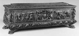 Marriage chest (cassone) with scenes from the story of David and Goliath, Walnut, partly gilded, Italian, Rome
