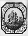 Battle with two warships, Stained glass, Dutch
