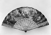 Fan, Paper, horn, mother-of-pearl, goache, mother-of-pearl, French