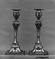 Pair of candlesticks, Matthew Fenton and Co., Sheffield plate, British, Sheffield