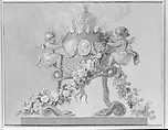 Perfume-burner supported by amorini and serpents and garlanded with flowers, French Painter  , 18th century, Oil on canvas, French