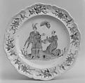 Plate, Salt-glazed stoneware, British, Staffordshire