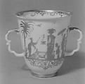 Two-handled cup, Meissen Manufactory  German, Hard-paste porcelain, German, Meissen with German, Augburg decoration