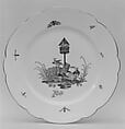 Plate, Hard-paste porcelain, German, probably Passau