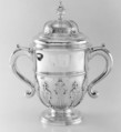 Two-handled cup with cover, Augustin Courtauld British, Silver, parcel gilt, British, London