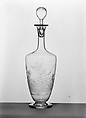Decanter with scene of children fishing (Summer) (one of a pair), Glass, engraved incavo, Austrian or Bohemian