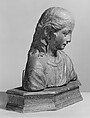 Renaissance-style bust of the boy Christ, Stucco, remains of polychromy; base: carved and gilt wood, Italian, Florence