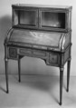 Cylinder-fall desk with cabinet top, Satinwood, purplewood, gilt bronze, marble, French