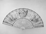 Fan, Ivory, silk, paper, gold and silver gilt, French