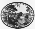 Landscape with view of a village (one of three), Christoph Murer Swiss, Glass, Swiss, Zurich