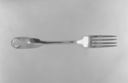 Serving fork, Melchior Latil (master 1748, died 1782), Silver, French, Draguignan (Aix Mint)