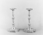 Pair of candlesticks, M.D., Silver, French, Béthune (Jurisdiction of Lille)