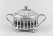 Sugar bowl with cover, Etienne Modenx (master 1777, recorded 1793), Silver; glass, French, Paris