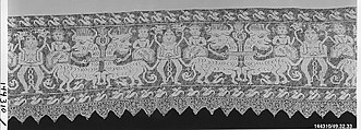 Altar frontal, Embroidered net, punto à rammendo, Italian