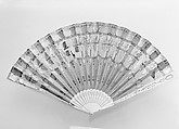 Fan, Silk, ivory, paper, gold, brass, French