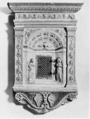 Tabernacle, Grey limestone, partially gilt and polychromed, iron, Central Italian