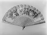 Fan, Silk painted, steel, horn, gilt, French
