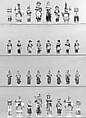 Chessmen (32) and box, Ivory, leather, French