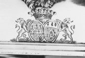 Cruet frame, Pierre-Noel David (master 1729), Silver; glass, French, Dôle (Besançon Mint)