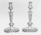 Pair of candlesticks, Charles Petit (master 1659, registered new mark 1680, recorded 1695), Silver, French, Paris