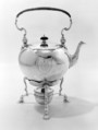 Hot water kettle with stand, Thomas Farrer, Silver, wood, British, London