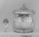 Tea caddy and spoon, Sheffield plate, British, Sheffield