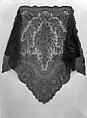 Shawl, Wool (worsted), machine made lace, French