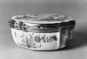 Snuffbox, Saint-Cloud factory French, Soft-paste porcelain, silver, French, Saint-Cloud
