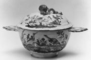 Bowl with cover, Sceaux, Lead-glazed creamware, French, Sceaux