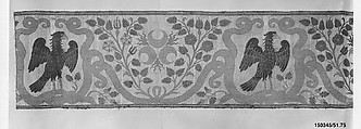 Border with Strozzi emblems, Silk and linen, Italian, Florence