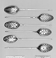Strainer spoon, Silver, British