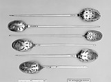 Strainer spoon, John Perry, Silver, British
