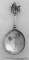 Rattle spoon, Hans Johansson Stadius (master 1713, working still in 1722), Silver, parcel gilt, Swedish, Karlskrona