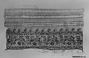 Scarf end, Silk and metal thread on linen, Greek Islands, Dodecanese, possibly Astypalaia