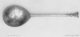 Seal-top spoon, Robert Matthew, Silver gilt, British, Barnstaple
