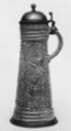 Tankard (Schnelle), Eigelstein, Salt-glazed stoneware; pewter, German, Cologne