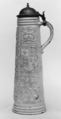 Flagon (Schnelle), Hans Hilgers, Salt-glazed stoneware, pewter, German, Siegburg