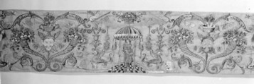 Valance with grotesques, Silk and metal thread on silk, Italian