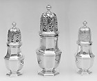 Pair of casters, John Chartier (active 1697–1715), Silver, British, London