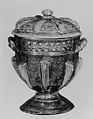 Vase with cover, Tin-glazed and luster-painted earthenware, Spanish, Valencia