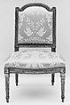 Side chair (Chaise à la reine) (part of a set), Jean Baptiste Boulard (French, 1725–1789), Carved and gilded beech; silk damask (not original), French, Paris