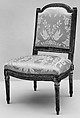 Side chair (Chaise à la reine) (part of a set), Jean Baptiste Boulard (French, 1725–1789), Carved and gilded beech; silk damask (not original), French, Paris