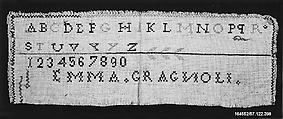 Sampler, Wool, silk and cotton on linen, Italian
