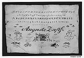 Sampler, Cotton and metal thread on linen, German