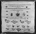 Sampler, Cotton and metal thread on linen, German