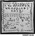 Sampler, Wool on cotton canvas, German