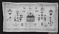 Sampler, Silk and cotton on linen, Italian