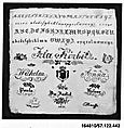 Sampler, Cotton, silk and metal thread on linen, German, Saxony